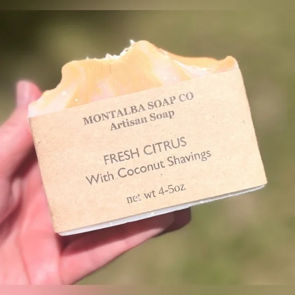 Artisan Soap Fresh Citrus with Organic Coconut Shavings Handcrafted by Me - Picture 2 of 3